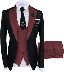 Norman New Burgundy Shawl Lapel Three-Piece Prom Suit