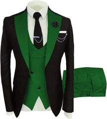 Norris Contemporary Green Shawl Lapel Three-Piece Prom Suit