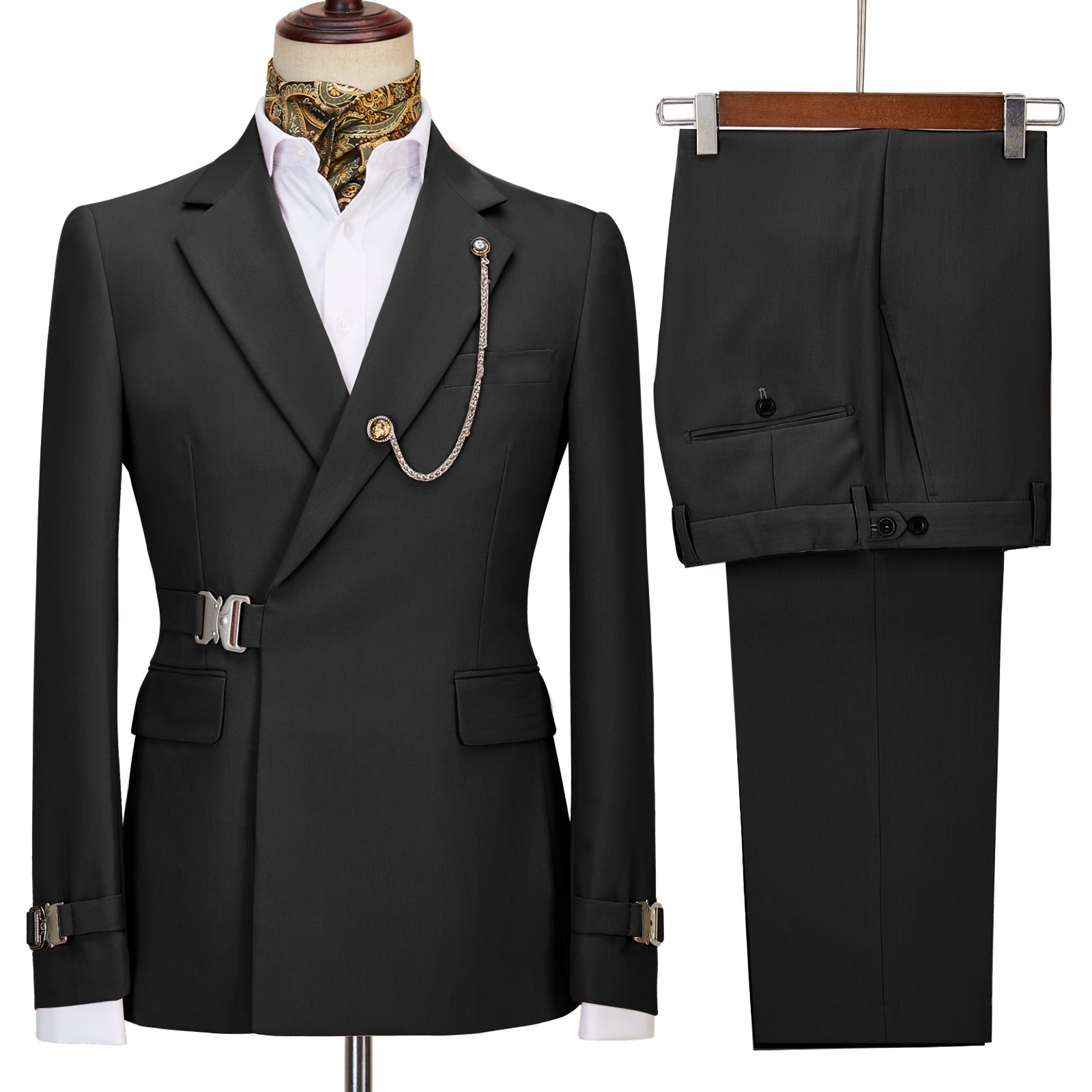 Nur Fancy Black Notched Lapel Prom Ensemble For Men