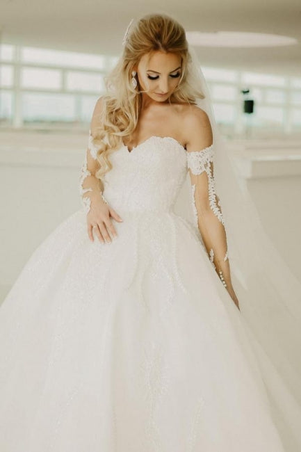 Off the shoulder Sweetheart Summer Beach Wedding Dress