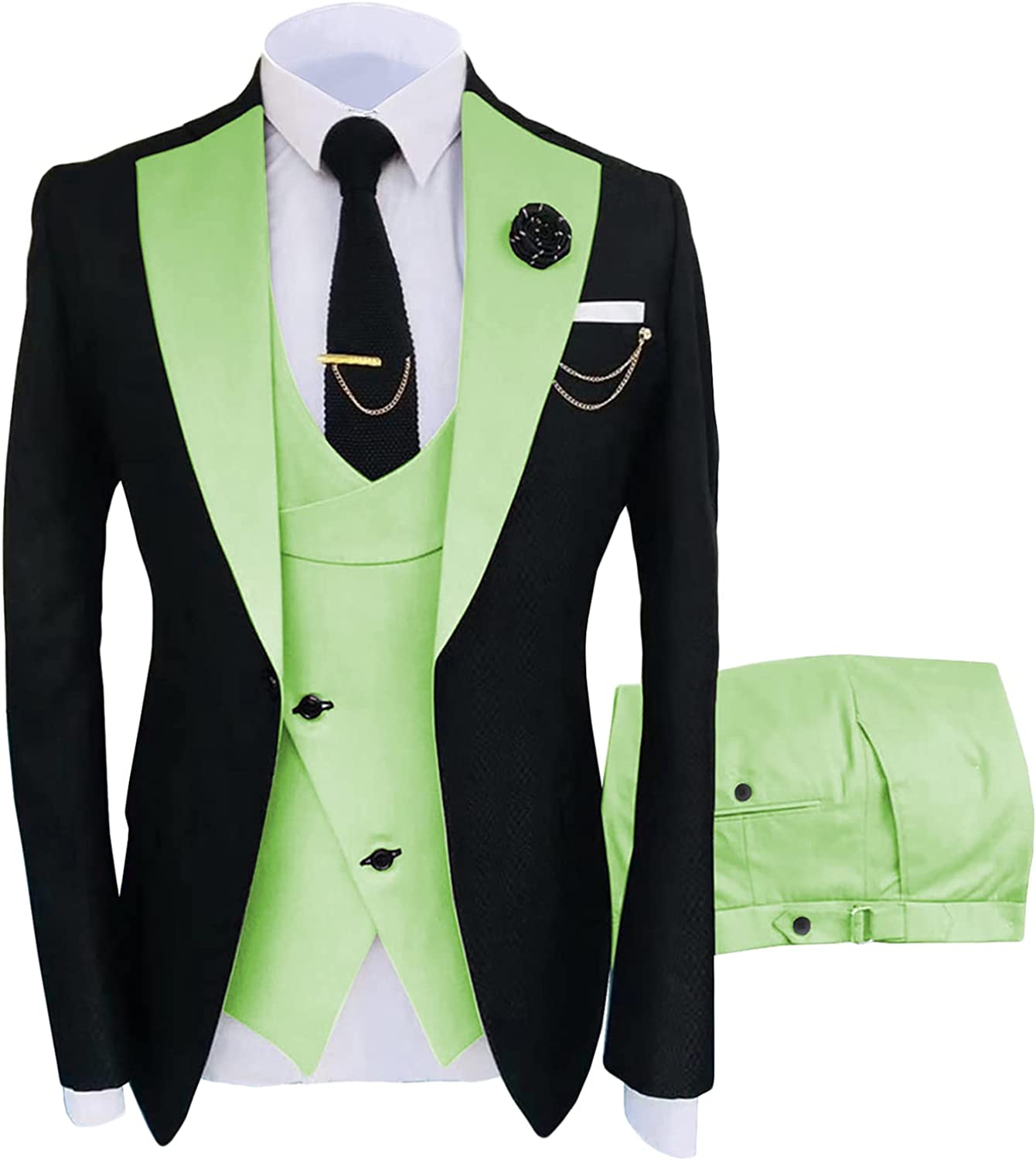 Ogden Light Green Shawl Lapel Three-Piece Slim Fit Prom Attire