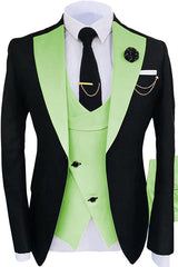 Ogden Light Green Shawl Lapel Three-Piece Slim Fit Prom Attire