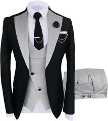 Oliver Bespoke Light Gray Shawl Lapel Three-Piece Prom Suit