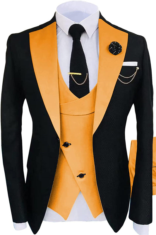 Omar Chic Tangerine Shawl Lapel Three Piece Prom Suit