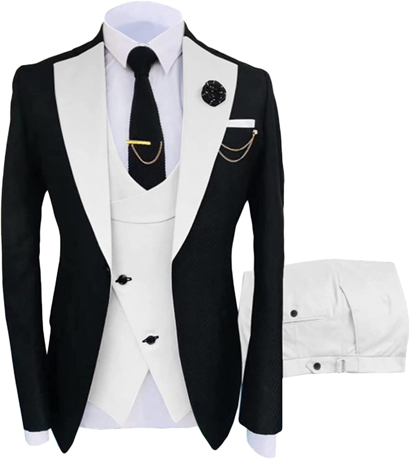 Orville Minimalist Ivory Shawl Lapel Three-Piece Prom Suit