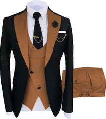 Oscar Elegant Light Brown Shawl Lapel Three-Piece Prom Suit For Men