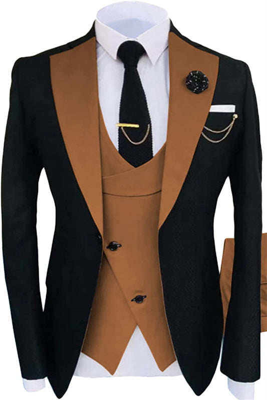 Oscar Elegant Light Brown Shawl Lapel Three-Piece Prom Suit For Men