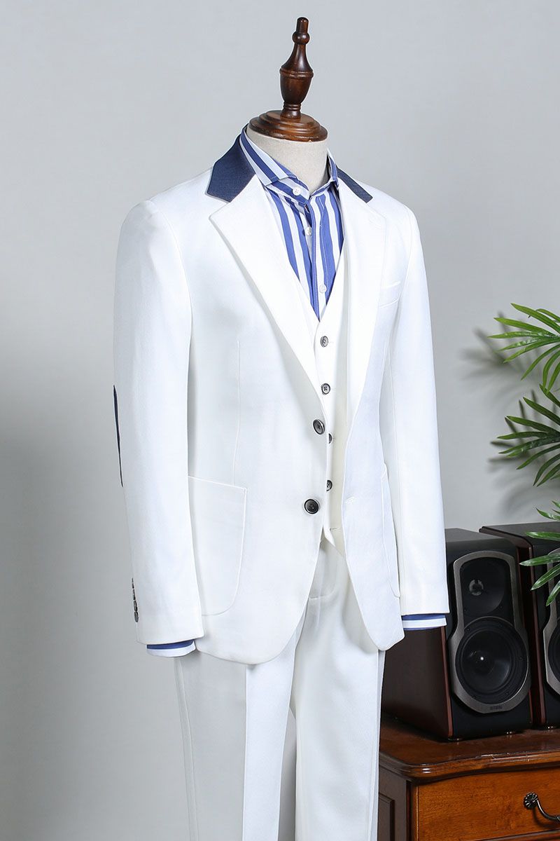 Osmond Formal White Three Pieces Slim Fit Tailored Men’s Suit