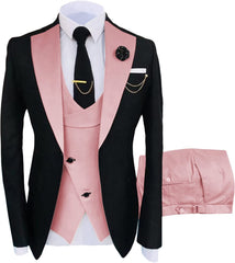 Otis Stylish Pink Shawl Lapel Three Piece Prom Attire For Men