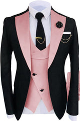 Otis Stylish Pink Shawl Lapel Three Piece Prom Attire For Men