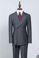 Owen Classic Dark Gray Peak Lapel Double Breasted Formal Suit