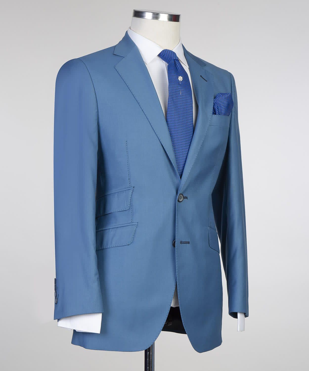 Patrick Contemporary Blue Two-Piece Notched Lapel Prom Men’s Suits