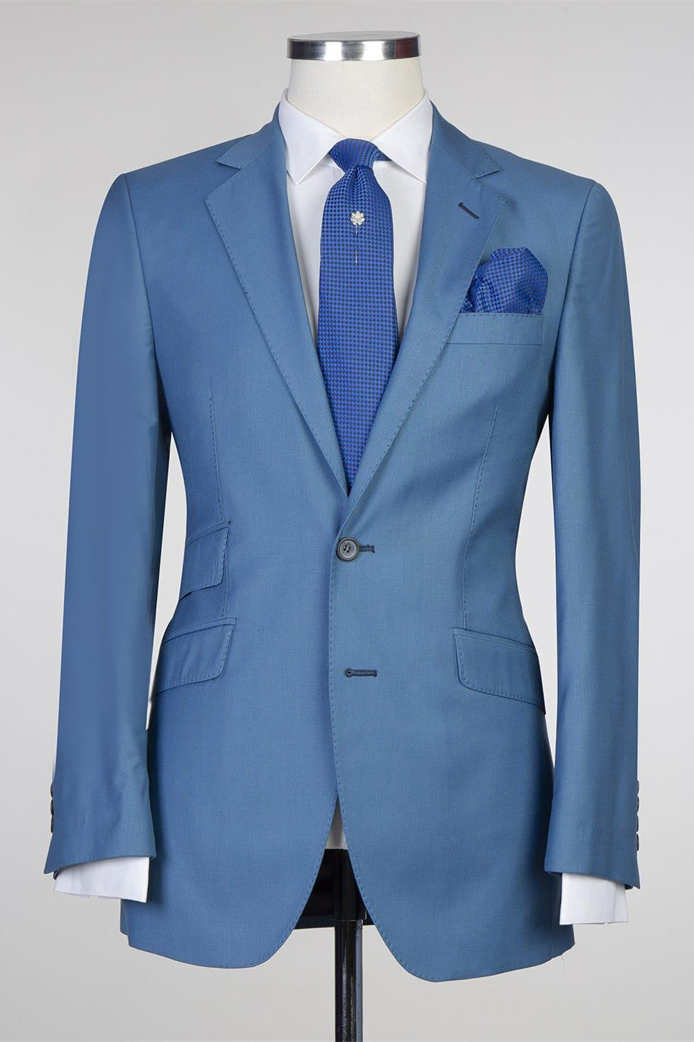 Patrick Contemporary Blue Two-Piece Notched Lapel Prom Men’s Suits