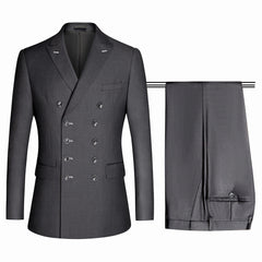 Patrick Gray Double Breasted Simple Peaked Lapel Business Suit