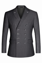 Patrick Gray Double Breasted Simple Peaked Lapel Business Suit