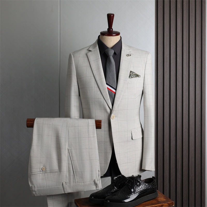 Payne Light Gray Glamorous Notched Lapel Two-Piece Business Suit