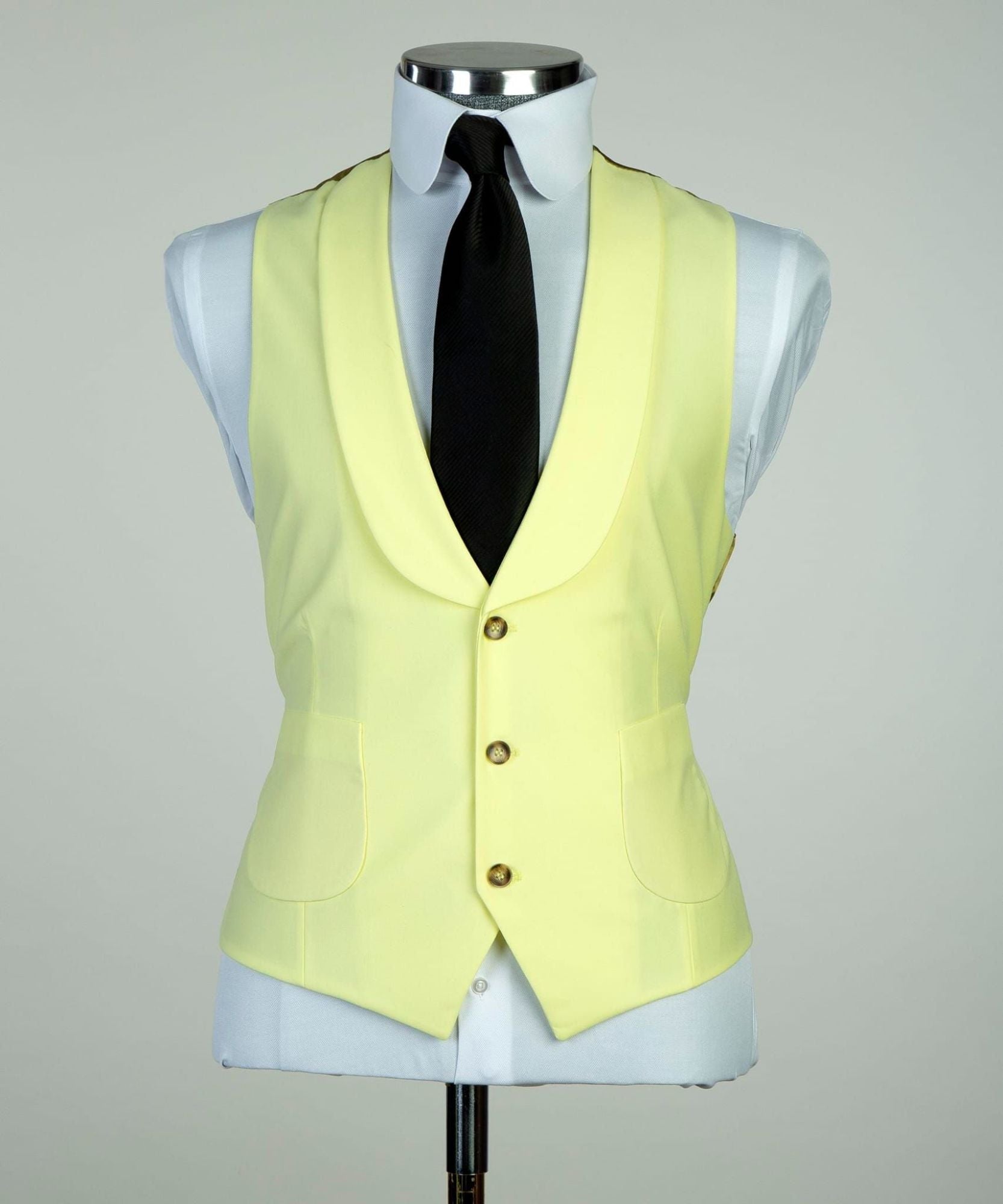 Ralph Stylish Light Yellow Peak Lapel Three-Piece Business Men’s Suits