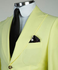 Ralph Stylish Light Yellow Peak Lapel Three-Piece Business Men’s Suits