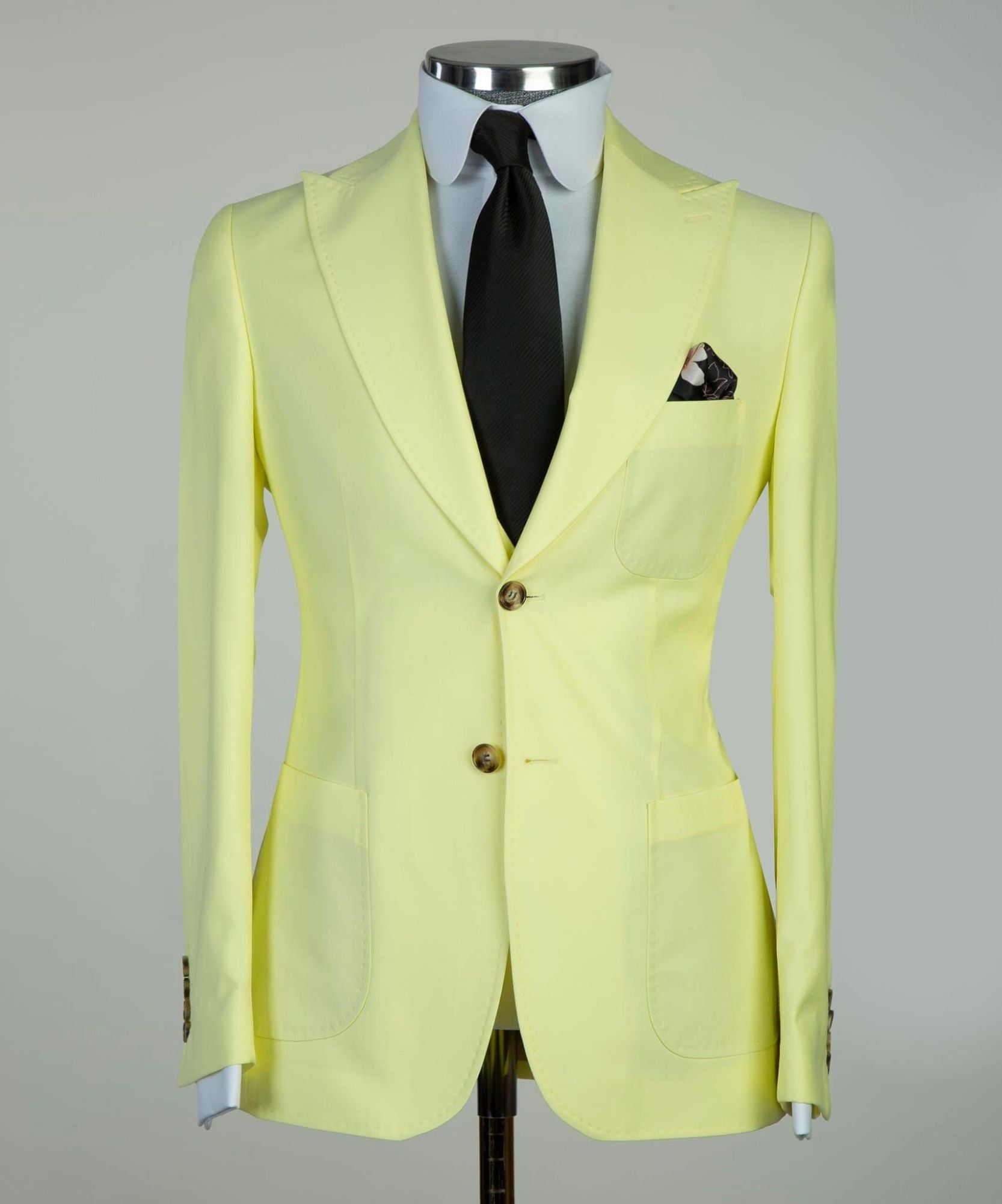 Ralph Stylish Light Yellow Peak Lapel Three-Piece Business Men’s Suits