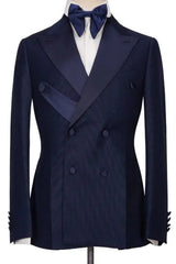 Reilly Latest Navy Blue Double-Breasted Peaked Lapel Prom Suit