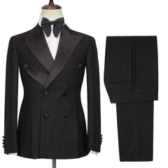 Rex Formal Black Double-Breasted Peaked Lapel Prom Suit