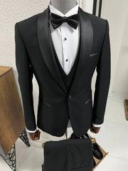 Riley Black Shawl Collar Three-Piece Bespoke Wedding Attire