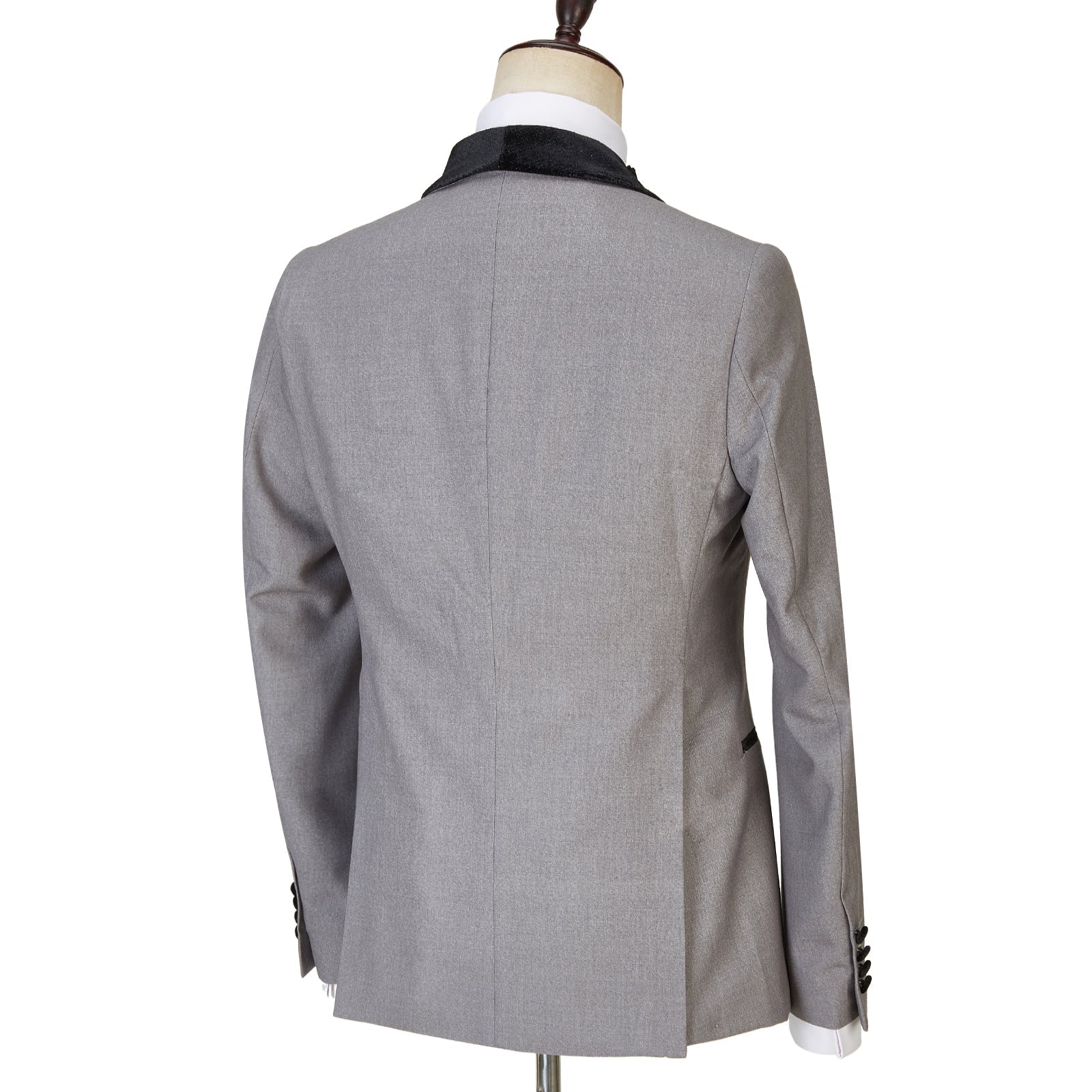 Robert Light Gray Single Button Glossy Shawl Lapel Three-Piece Wedding Men’s Suits