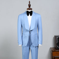 Rock Stylish Sky Blue Custom Groom’s Wedding Suit