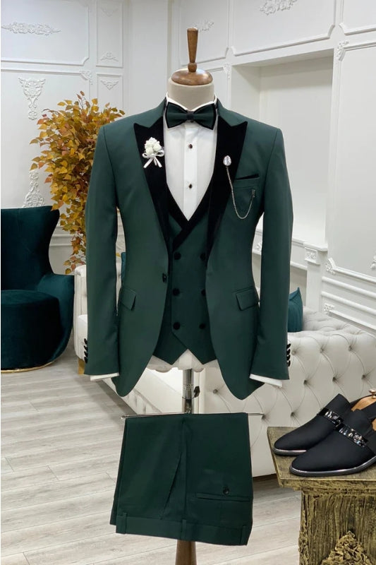 Roman Newest Ocean Peaked Lapel Three-Piece Prom Suit