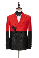 Stan Modern Red Double-Breasted Peaked Lapel Slim Fit Prom Suit For Men