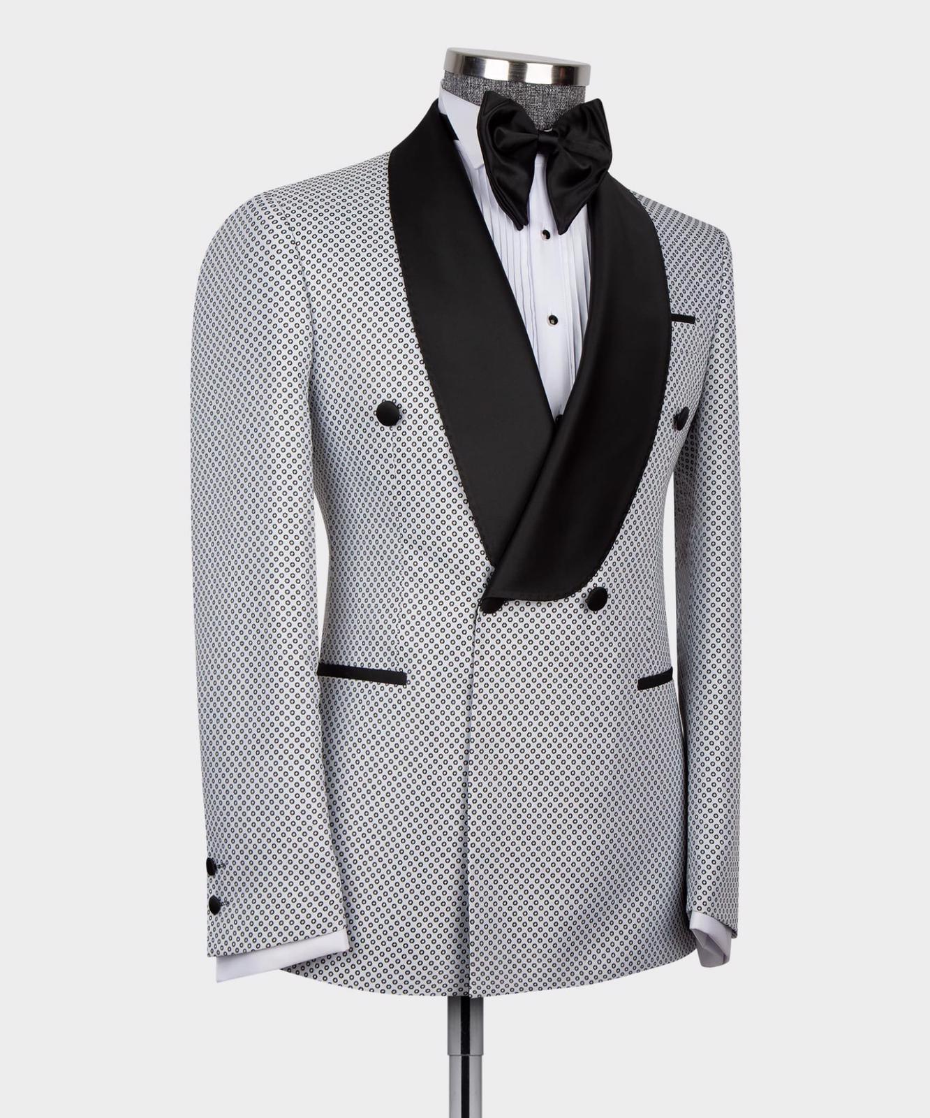 Stan New Arrival White Slim Fit Double-Breasted Shawl Collar Men’s Suit