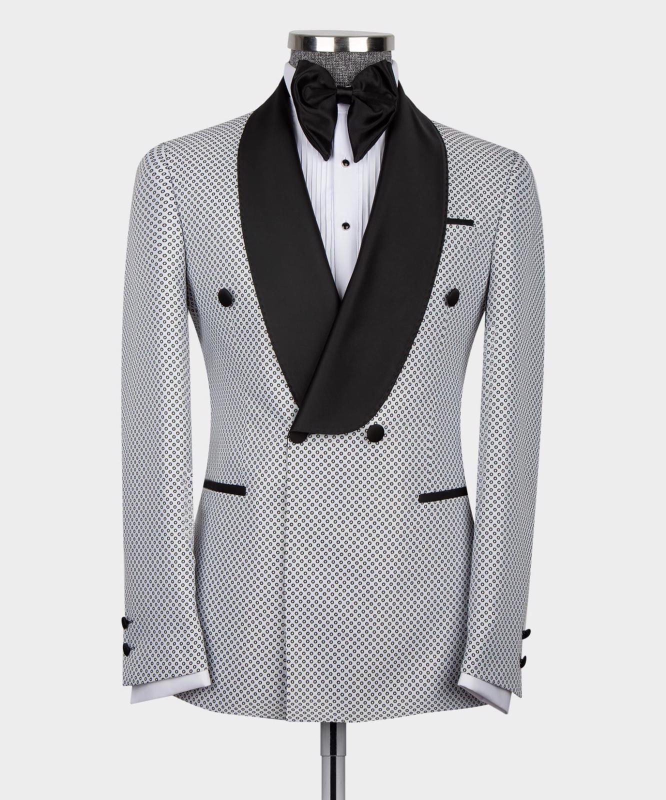 Stan New Arrival White Slim Fit Double-Breasted Shawl Collar Men’s Suit