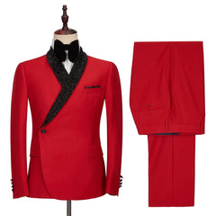 Stanley Elegant Crimson Shawl Collar Two-Piece Men's Wedding Suit