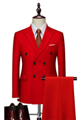 Thomas Red Slim Fit Double-Breasted Peaked Lapel Prom Suit for Men