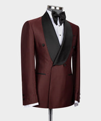 Timothy Burgundy Chic Shawl Collar Two-Piece Prom Suit for Men