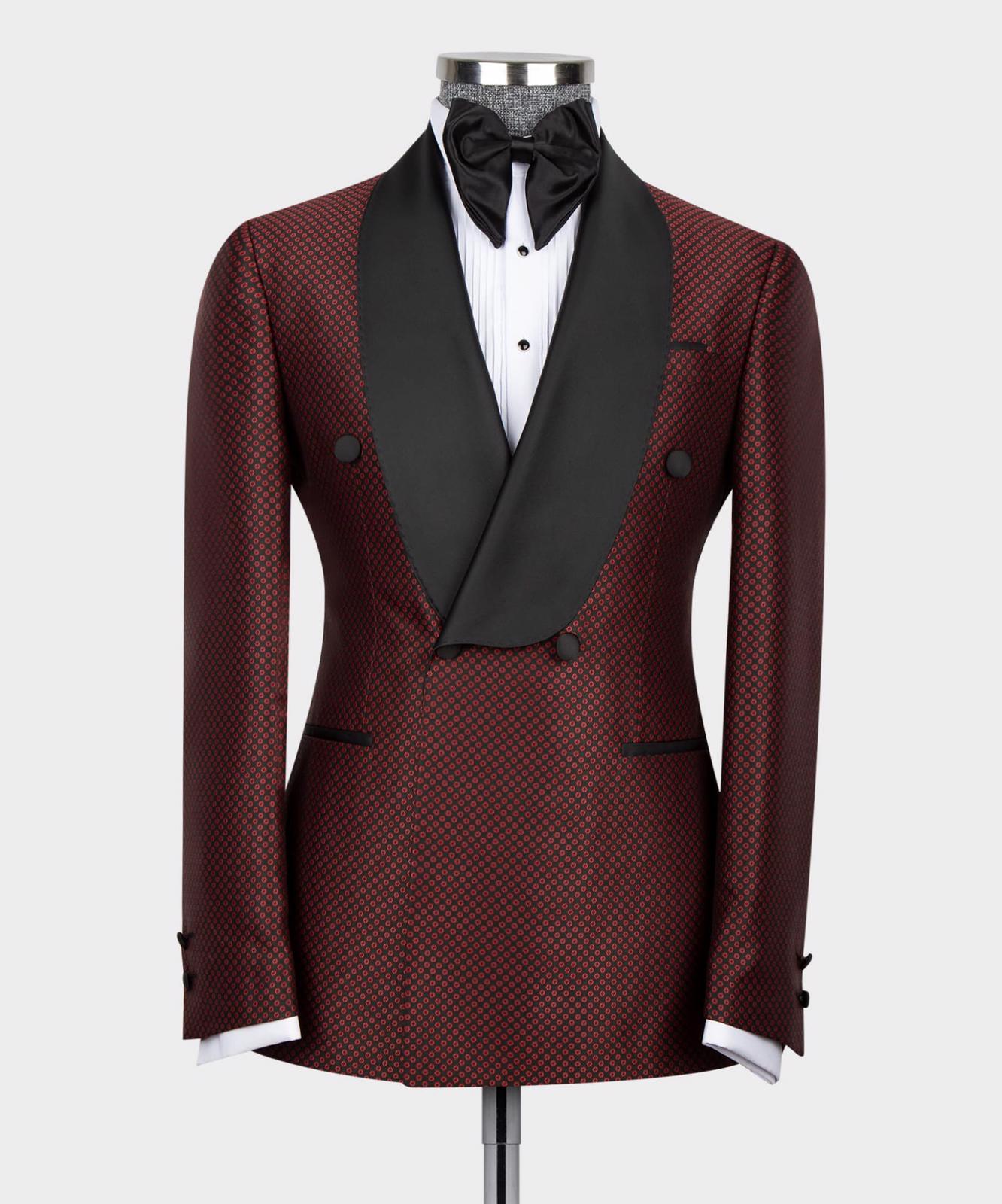 Timothy Burgundy Chic Shawl Collar Two-Piece Prom Suit for Men