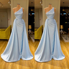 Unique Cross Sweetheart Light Blue Soft-pleated Long Prom Dress-misshow.com