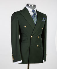 Urban Tailored Dark Green Peak Lapel Double Breasted Men’s Suits