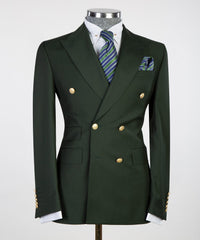 Urban Tailored Dark Green Peak Lapel Double Breasted Men’s Suits