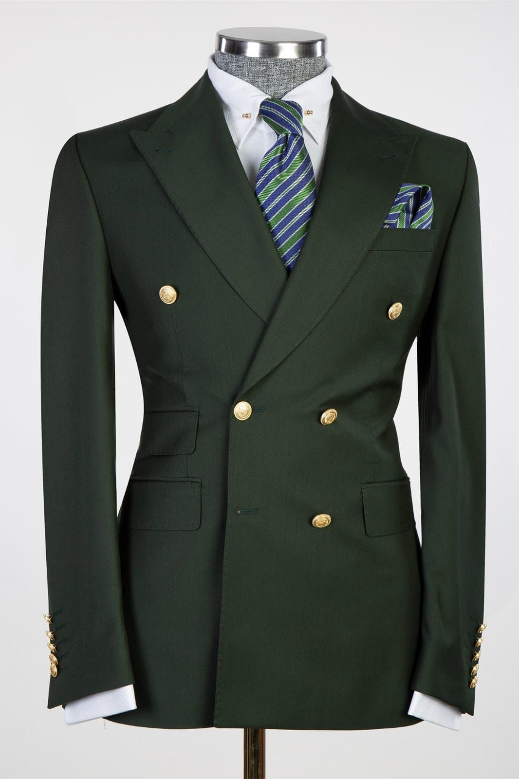 Urban Tailored Dark Green Peak Lapel Double Breasted Men’s Suits