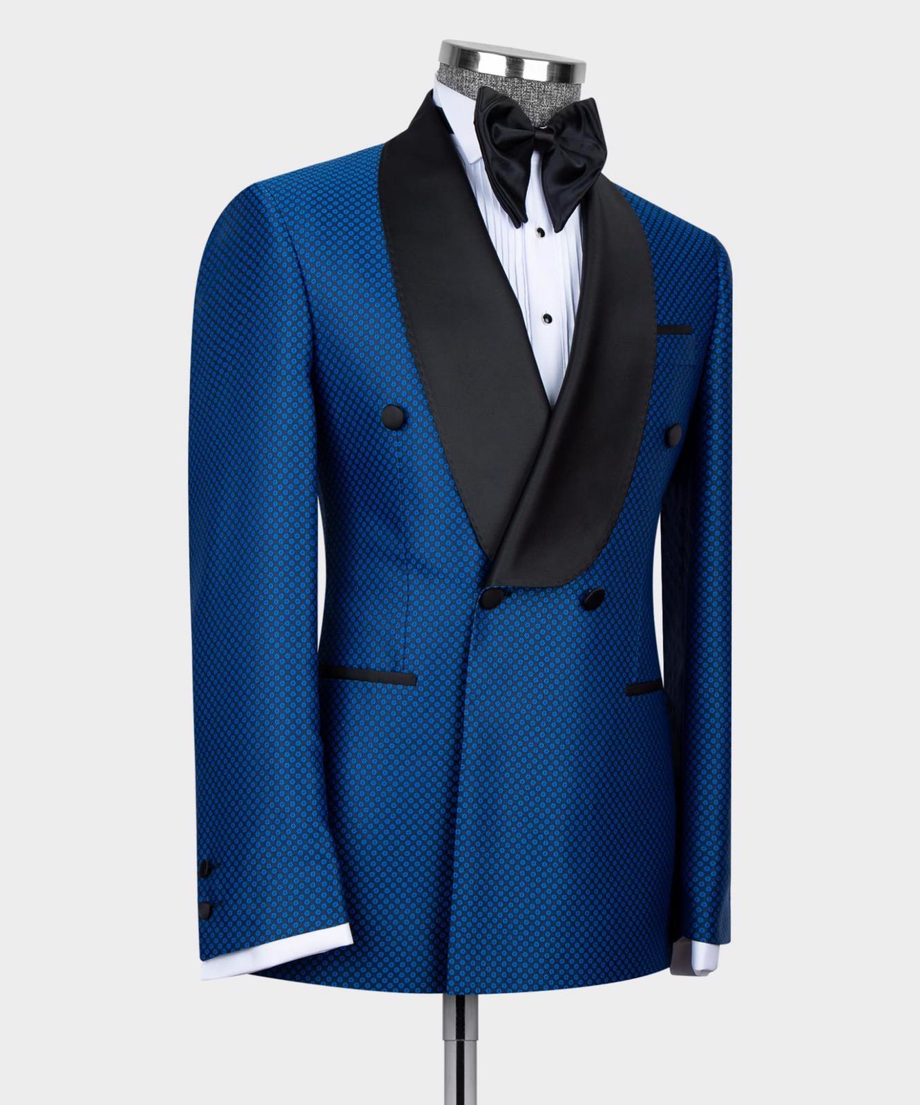 Victor Royal Blue Latest Design Shawl Collar Double-Breasted Best Fit Men’s Suit