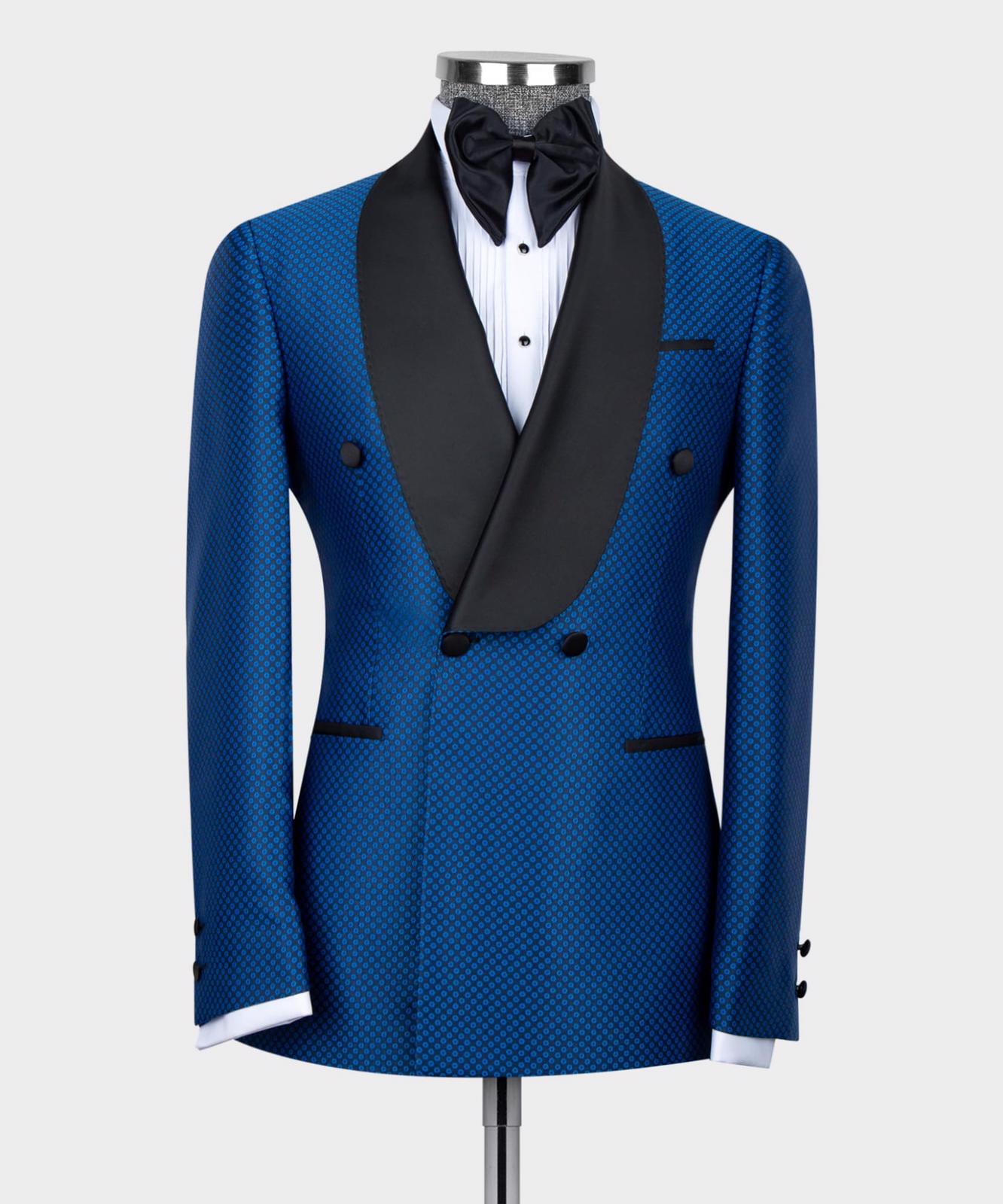 Victor Royal Blue Latest Design Shawl Collar Double-Breasted Best Fit Men’s Suit