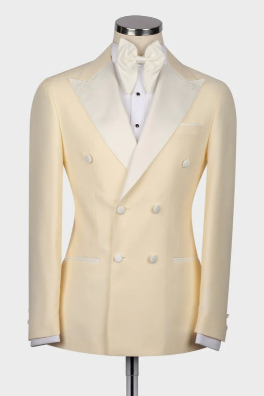 Virgil Bright Yellow Peak Lapel Double Breasted Groom's Wedding Suit