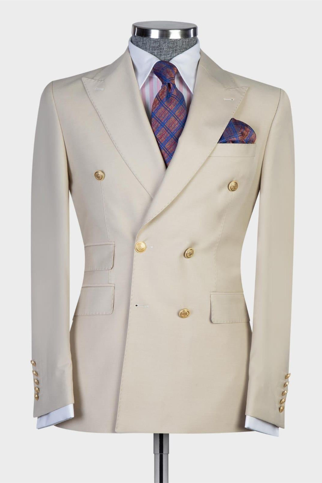 Wayne Champagne Contemporary Double Breasted Peak Lapel Men’s Suits