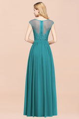 MISSHOW offers A-line Chiffon Lace Jewel Sleeveless Floor-Length Bridesmaid Dresses with Appliques at a good price from Misshow