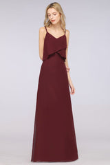 MISSHOW offers A-Line Chiffon Spaghetti V-Neck Bridesmaid Dress Sleeveless Maid of Honor Dress at a good price from Misshow