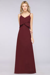 MISSHOW offers A-Line Chiffon Spaghetti V-Neck Bridesmaid Dress Sleeveless Maid of Honor Dress at a good price from Misshow