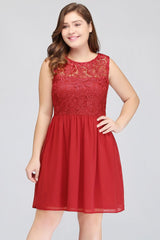 MISSHOW offers gorgeous Red Jewel party dresses with delicately handmade Lace in size 0-26W. Shop Knee-length prom dresses at affordable prices.