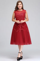 MISSHOW offers gorgeous Red Jewel party dresses with delicately handmade Appliques in size 0-26W. Shop Tea-length prom dresses at affordable prices.