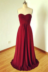 A-Line Elegant Sleeveless Sweetheart Floor-Length Chiffon Bridesmaid Dresses-misshow.com